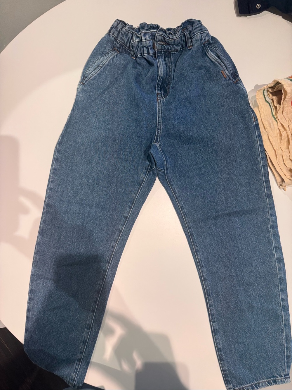 Zara Blue Relaxed Paperbag Waist Jeans